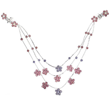 Silver Finish Rhinestone Plum Princess Headlace Browband w/ Claws